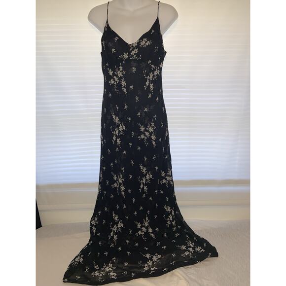 Vintage Rampage Y2K Midi Dress Floral Black Fairy Grunge Whimsigoth 90s Size 6 - Picture 1 of 10